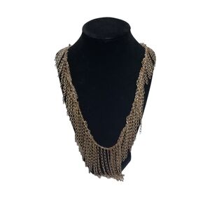 Gold Tone Silver Tone Chain Statement Necklace  20 Inch